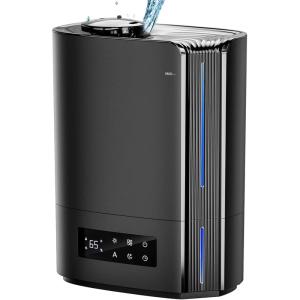 imageHumidifiers for Bedroom 6L Top Fill Cool Mist Humidifiers for Large Room for PlantsTABYIK Air humidifier with Humidistat and Timer with Essential Oil Diffuser Quiet for Home Black