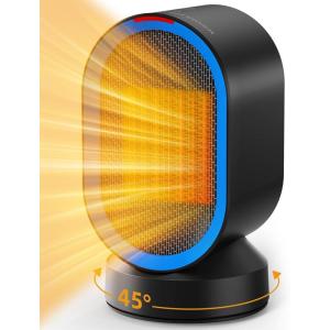 imageTABYIK Space Heater Electric Space Heaters for Indoor Use Small Portable Heater 45 Oscillating Personal Heater for Bedroom Home Office Black